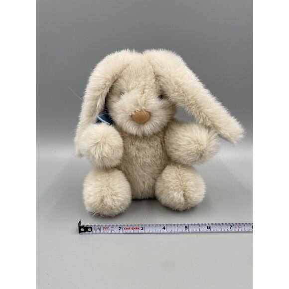 Vintage Applause 8” Beige Bunny Rabbit Plush Stuffed Animal W/ Blue Ribbon Bow - Picture 6 of 8